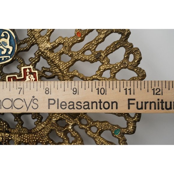 Vintage Tamar 1981 Brass Ornate Footed Fruit Serving Tray, Jerusalem Judaica - Picture 7 of 7